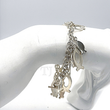Load image into Gallery viewer, Sterling silver bracelet with fish charms