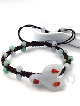 Load image into Gallery viewer, Floral and beads burmese jade adjustable bracelet