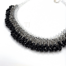 Load image into Gallery viewer, side view of Black and white Swarovski Necklace with sterling silver clasp