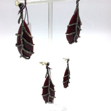 Load image into Gallery viewer, Dark Carnelian tear drop stone in sterling silver setting earrings