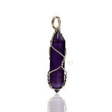 Load image into Gallery viewer, Natural gemstones wire-wrapped point pendant