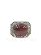 Load image into Gallery viewer, Oval shaped garnet ring in sterling silver
