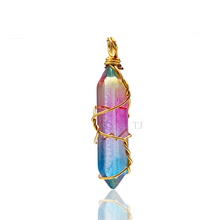 Load image into Gallery viewer, Natural gemstones wire-wrapped point pendant