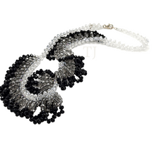 Load image into Gallery viewer, Black and white Swarovski Necklace with sterling silver clasp