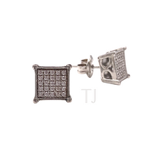 Load image into Gallery viewer, Square shaped Diamonique earrings in sterling silver