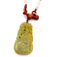 Load image into Gallery viewer, Yellow Jadeite pendant with red string necklace