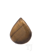 Load image into Gallery viewer, Yellow Tiger's Eye Tear drop shape ring in sterling silver