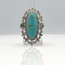 Load image into Gallery viewer, Antique turquoise ring in sterling silver