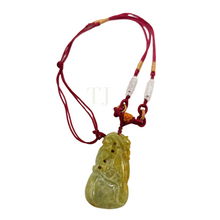 Load image into Gallery viewer, Yellow Jadeite pendant with red string necklace