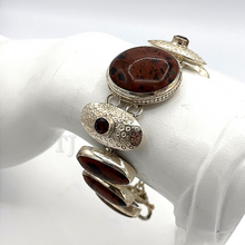 Load image into Gallery viewer, Mahogany Obsidian Bracelet in Sterling silver