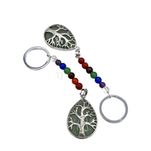 Загрузить изображение в средство просмотра галереи, gemstones tree of life key chain with 7 chakra