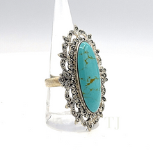 Load image into Gallery viewer, Antique turquoise ring in sterling silver