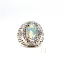 Load image into Gallery viewer, Opal Ring with diamonique in sterling silver