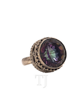 Load image into Gallery viewer, Mystic Topaz antique design Ring in Sterling silver