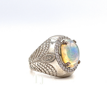 Load image into Gallery viewer, Opal Ring with diamonique in sterling silver