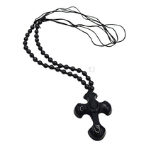 Загрузить изображение в средство просмотра галереи, Black Onyx Cross Pendant Necklace