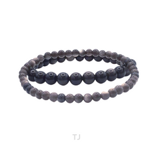 将图片加载到图库查看器,Silver Sheen Obsidian Bead Bracelet