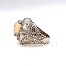Load image into Gallery viewer, Opal Ring with diamonique in sterling silver