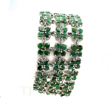 Загрузить изображение в средство просмотра галереи, Three-layered emerald bracelet in sterling silver