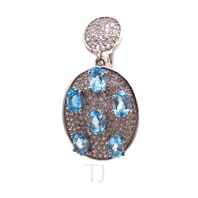 Загрузить изображение в средство просмотра галереи, Aquamarine Oval cut stones in sterling silver earrings with diamonique