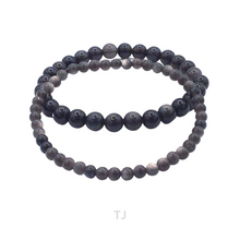 将图片加载到图库查看器,Silver Sheen Obsidian Bead Bracelet