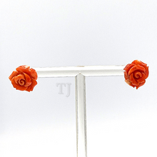 Load image into Gallery viewer, Salmon color italy coral rose earrings