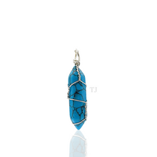 Load image into Gallery viewer, Natural gemstones wire-wrapped point pendant