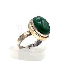 Load image into Gallery viewer, Malachite stone in oval shaped silver setting