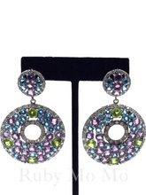 Cargar imagen en el visor de la galería, Multi-colored gemstones earrings in sterling silver