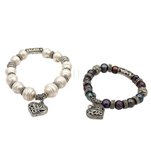 Load image into Gallery viewer, Natural Fresh Water Pearl 10 mm Bracelets with Metal Charm