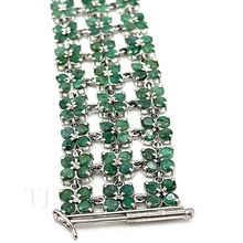 Загрузить изображение в средство просмотра галереи, Three-layered emerald bracelet in sterling silver