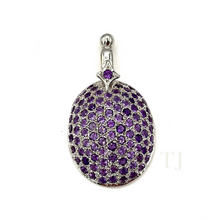 Load image into Gallery viewer, Amethyst oval pendant in sterling silver
