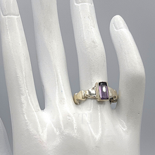 Load image into Gallery viewer, Amethyst rectangular cut ring in sterling silver
