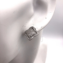 Load image into Gallery viewer, Square shaped Diamonique earrings in sterling silver