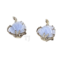 Load image into Gallery viewer, Blue Lace Agate Fish Figure Brooch in sterling silver setting