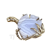 Load image into Gallery viewer, Blue Lace Agate Fish Figure Brooch in sterling silver setting