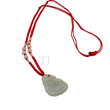 将图片加载到图库查看器,Burmese Jade Figure Pendant with red silk string with small jade beads