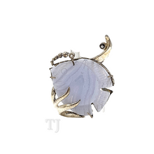 Load image into Gallery viewer, Blue Lace Agate Fish Figure Brooch in sterling silver setting