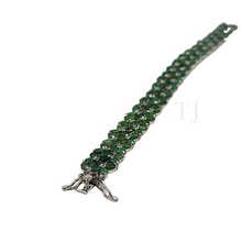 Load image into Gallery viewer, Emerald sterling silver bracelet in floral design