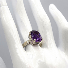 Load image into Gallery viewer, Amethyst Faceted oval ring in sterling silver