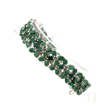 Load image into Gallery viewer, Emerald sterling silver bracelet in floral design