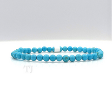 将图片加载到图库查看器,Blue Turquoise Bead Bracelet with elastic string, 4 mm