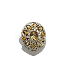 Load image into Gallery viewer, Citrine faceted cut stones in flower shaped sterling silver ring