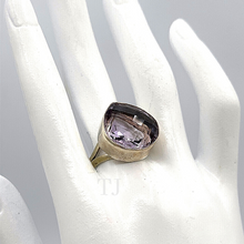 Load image into Gallery viewer, Amethyst tear drop cut ring in sterling silver