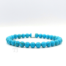 将图片加载到图库查看器,Blue Turquoise Bead Bracelet with elastic string, 6 mm