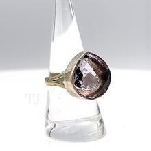 Load image into Gallery viewer, Amethyst faceted ring in sterling silver