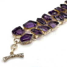 Load image into Gallery viewer, High Quality Amethyst Faceted cut stones bracelet in sterling silver with clasp