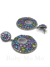 Cargar imagen en el visor de la galería, Multi-colored gemstones earrings in sterling silver
