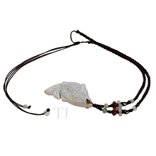Загрузить изображение в средство просмотра галереи, Burmese Jade Figure Pendant with red silk string with small jade beads