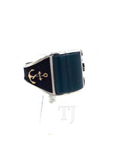 Load image into Gallery viewer, Square Green Onyx Gemstone Ring in Sterling Silver